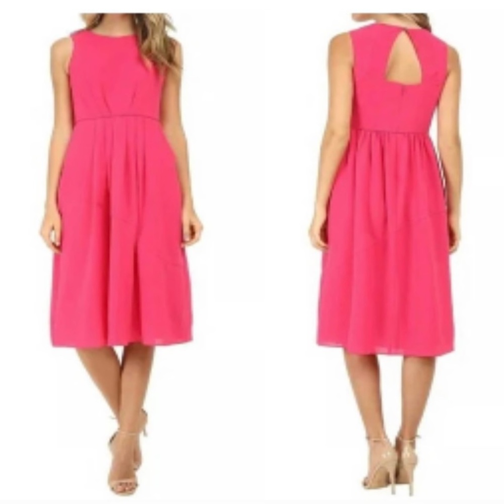 Shoshanna Midi Pink Dress Sz10 NWT has pockets! - Picture 7 of 7